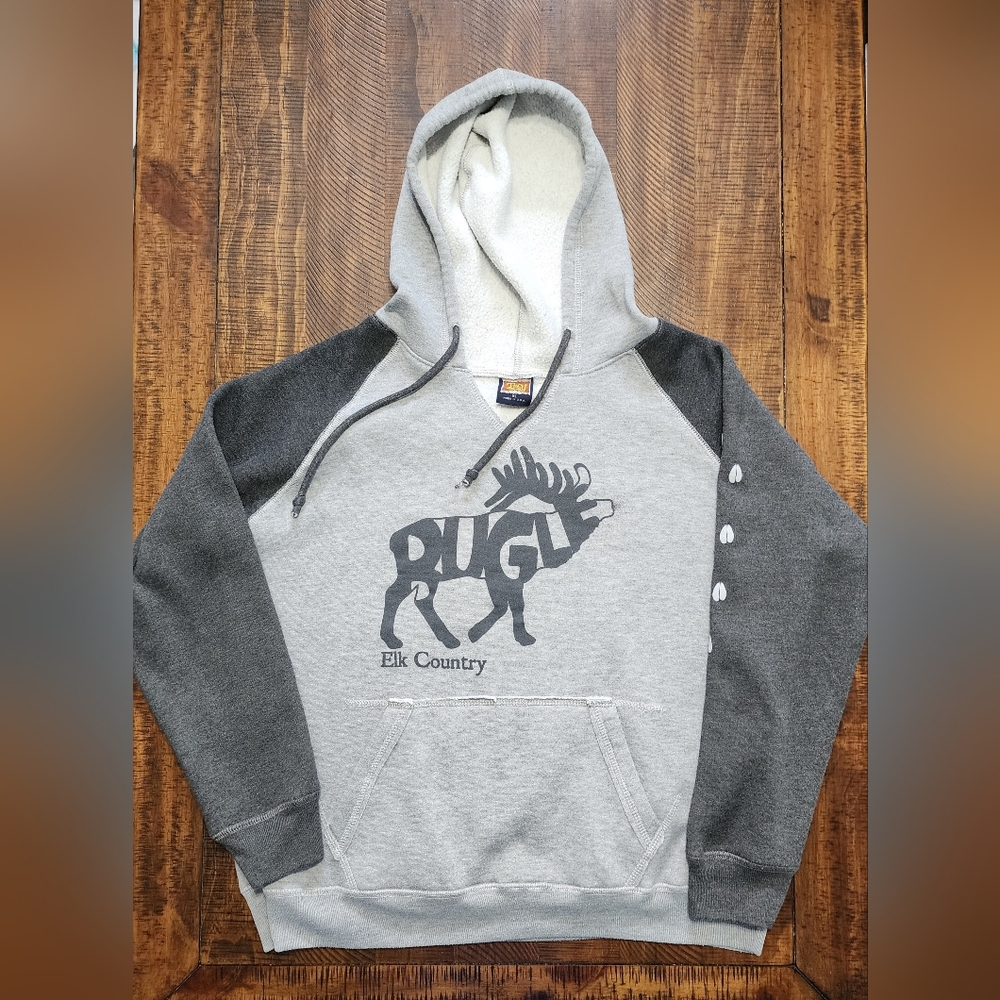 Tipsy Brand "BUGLE" Elk Country V-neck Super Soft  Hoodie Mens Sz XL Made In US